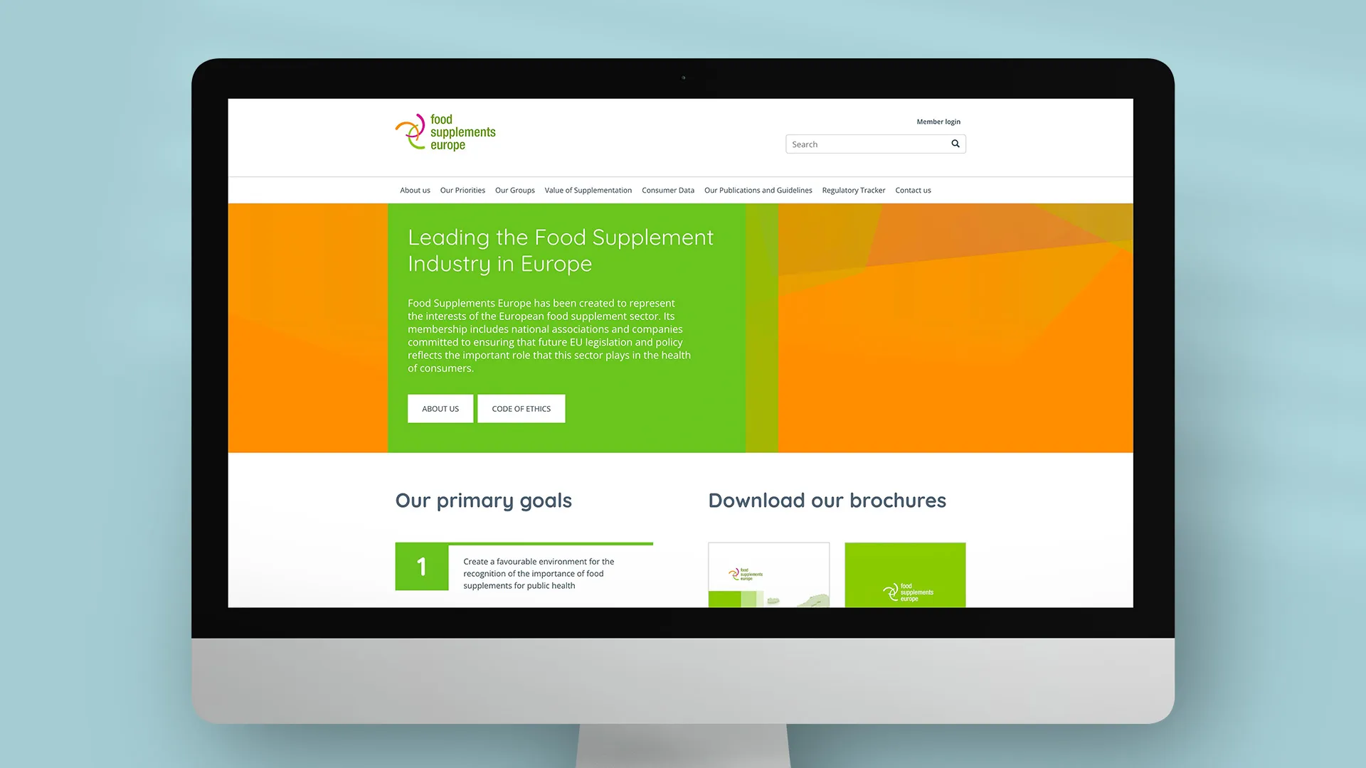 Food Supplements Europe website on computer screen