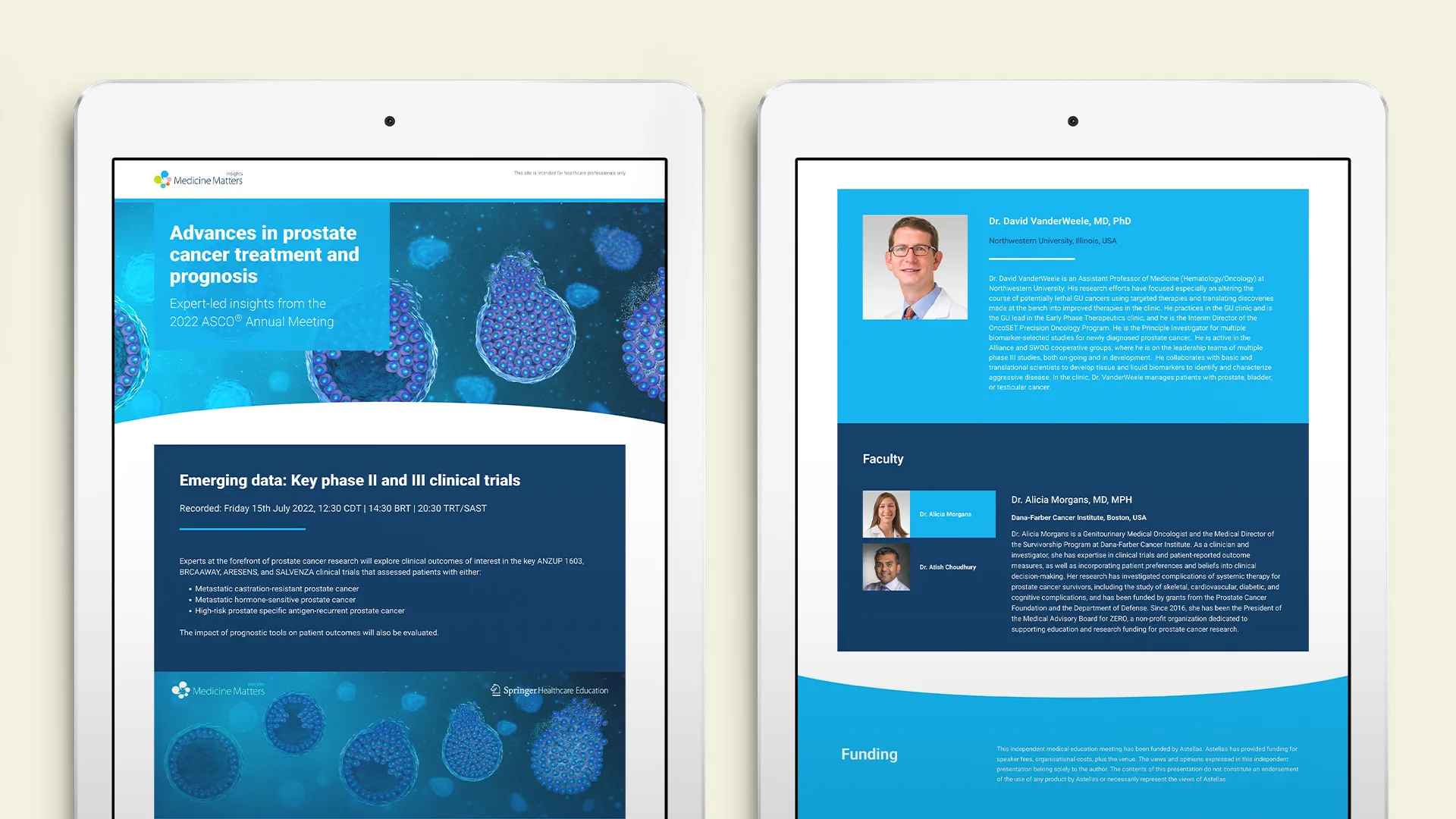 Springer Health+ Conference coverage website on tablets